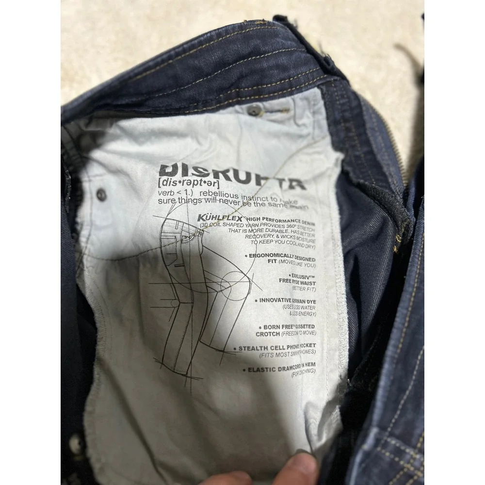 KUHL Disruptr Jeans Mens 34 27 Blue KUHLFLEX Stretch Performance  Hemmed Pics!